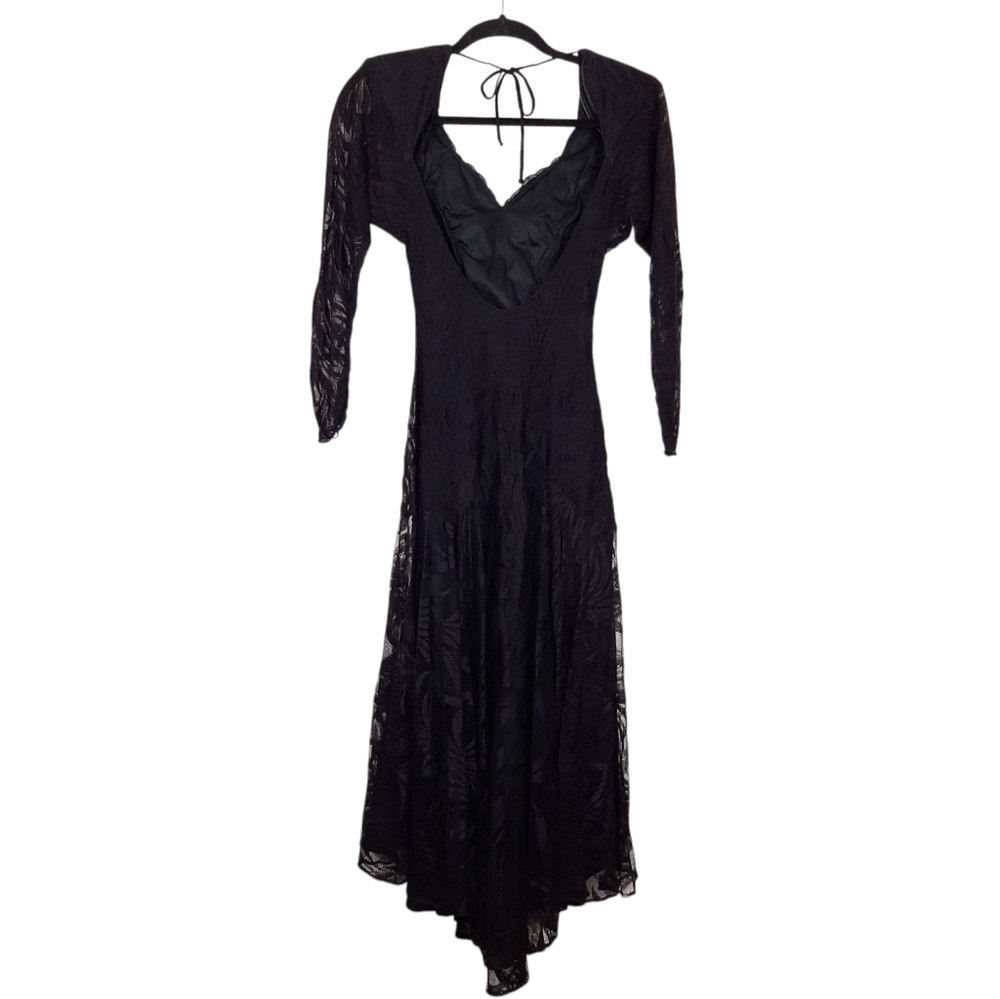 Karen Okada David Howard Climax vintage beaded lace midi dress witchy black - Picture 2 of 12